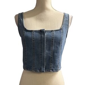Denim Crop Top Size M Fitted Western‎ Y2K Boho Festival Concert Coachella Rave